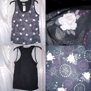 NEW Black Butler Kuroshitsuji White/Silver Roses Sebastian Contract Seal Tank